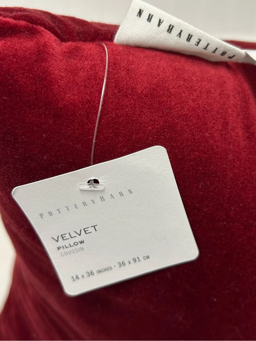 Pottery Barn red velvet lumbar pillow - Picture 3 of 4